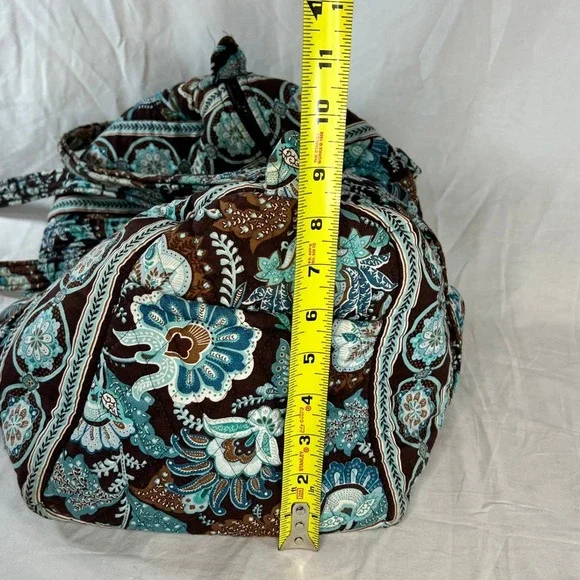 Vera Bradley Quilted Weekender Bag Brown Blue Floral Travel Duffel Y2K Boho